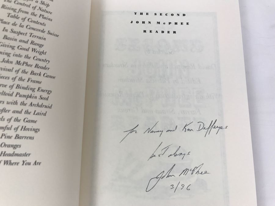 Hardcover Book 'The Second John McPhee Reader' By John McPhee First Edition 1996 Handsigned And Personalized By John McPhee See Details [Photo 7]