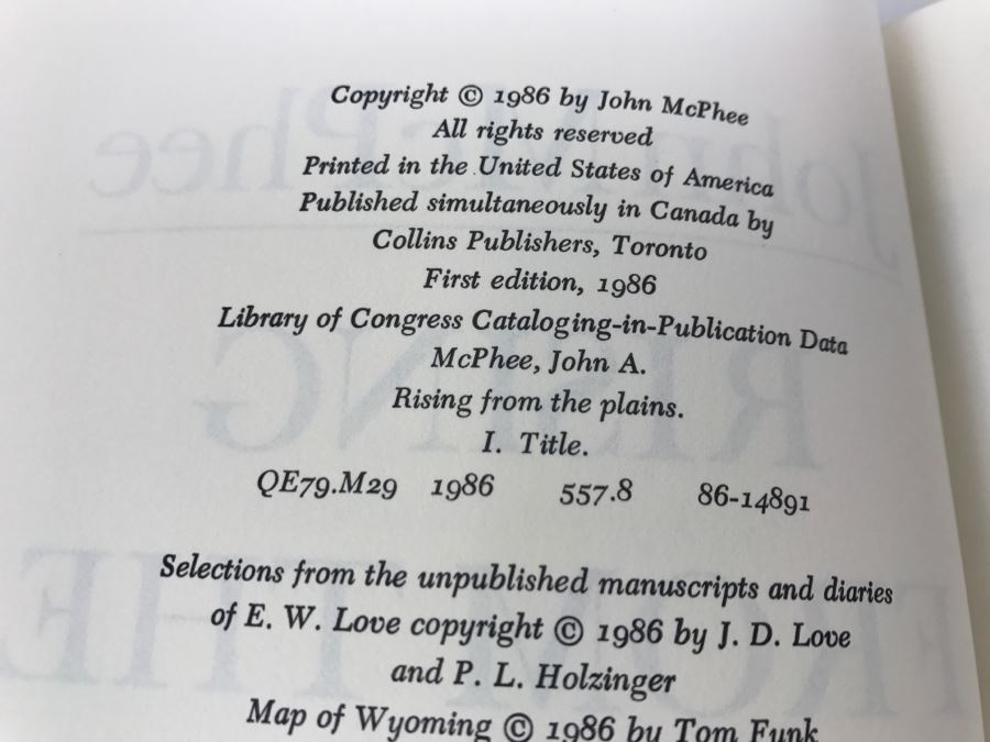 Hardcover Book 'Rising From The Plains' By John McPhee First Edition 1986 Personalized And Signed By John McPhee See Details [Photo 9]