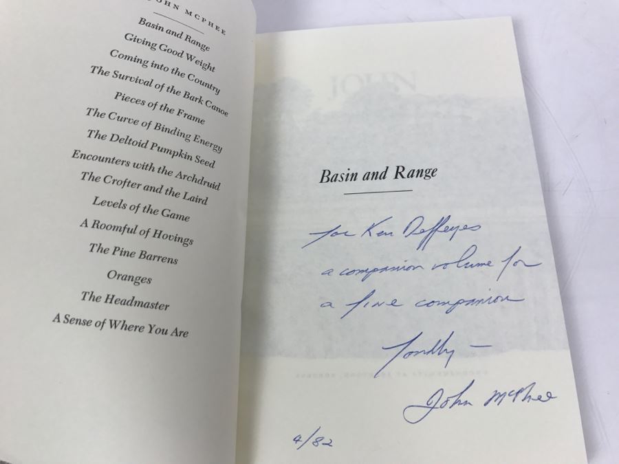 Paperback Book 'Basin And Range' By John McPhee Fourth Printing 1982 Handsigned And Personalized By John McPhee See Details [Photo 1]