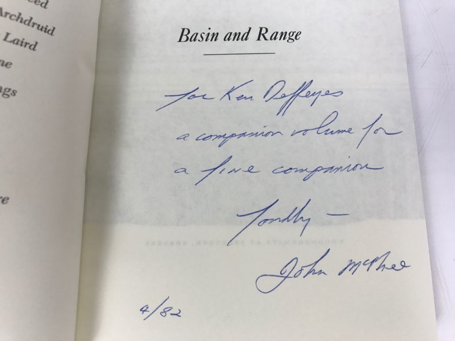 Paperback Book 'Basin And Range' By John McPhee Fourth Printing 1982 Handsigned And Personalized By John McPhee See Details [Photo 6]