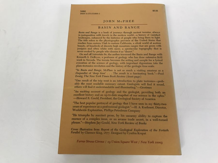 Paperback Book 'Basin And Range' By John McPhee Fourth Printing 1982 Handsigned And Personalized By John McPhee See Details [Photo 4]