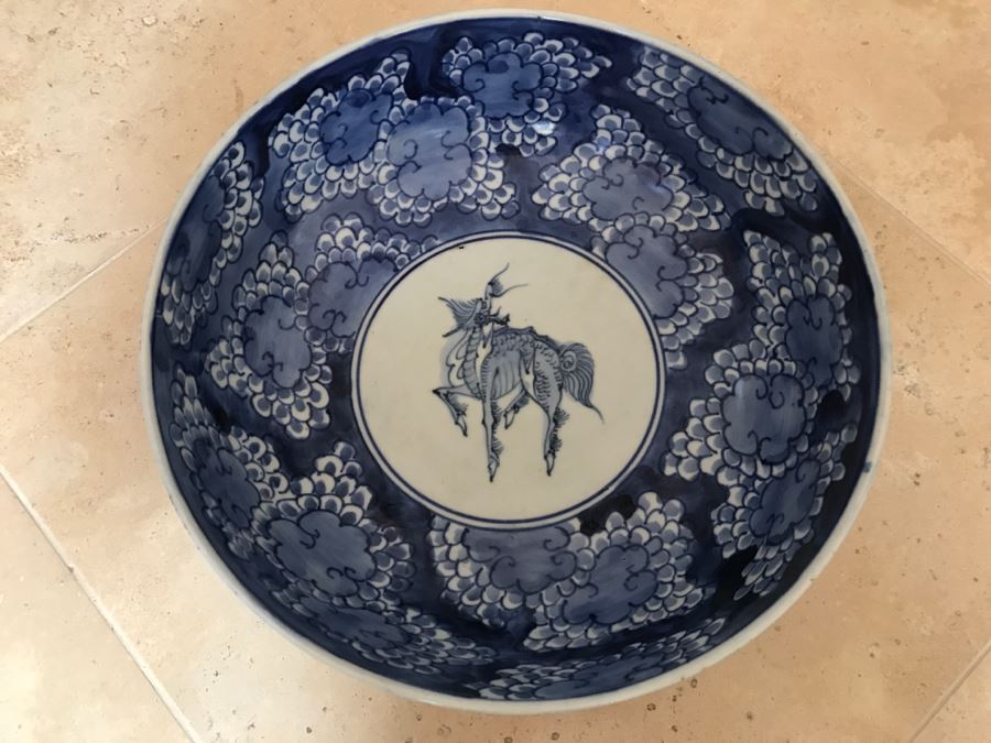 JUST ADDED - Vintage Blue And White Asian Bowl [Photo 4]