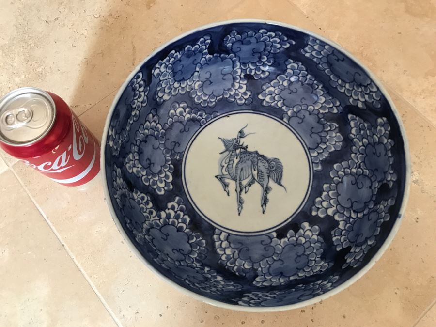 JUST ADDED - Vintage Blue And White Asian Bowl [Photo 3]