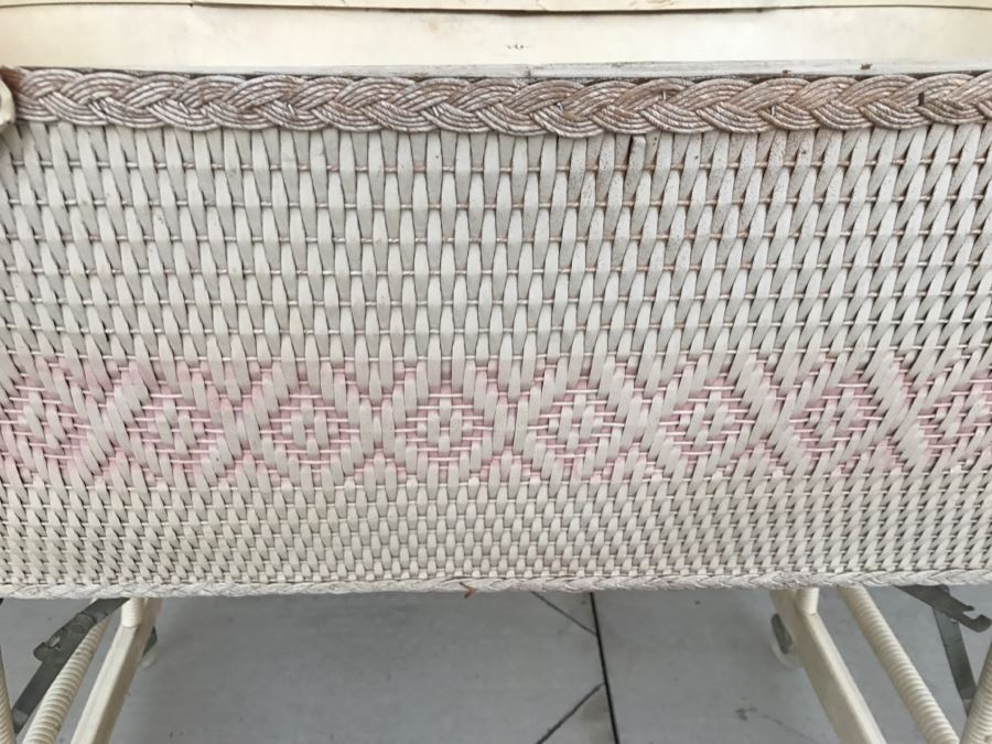 JUST ADDED - Vintage Redmon Wicker Baby Bed Bassinet Cradle With Mattress [Photo 4]