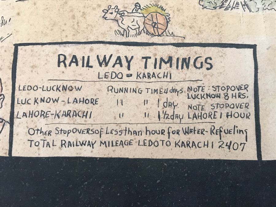 JUST ADDED - Appears To Be A Hand Drawn Map Titled 'G. I. Vagabond Journey Across India' - See Details For More Info - 18.5' X 9.5' [Photo 29]