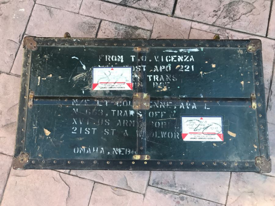 JUST ADDED - Vintage Military Trunk Filled With Various Items Including Personalized Cards From Overseas - See All Photos [Photo 27]