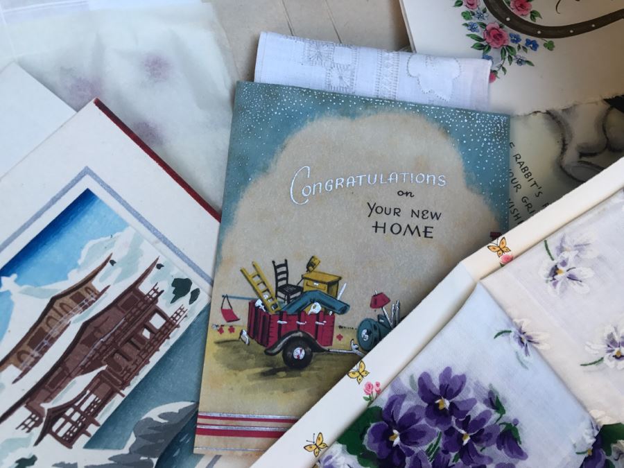 JUST ADDED - Vintage Military Trunk Filled With Various Items Including Personalized Cards From Overseas - See All Photos [Photo 10]