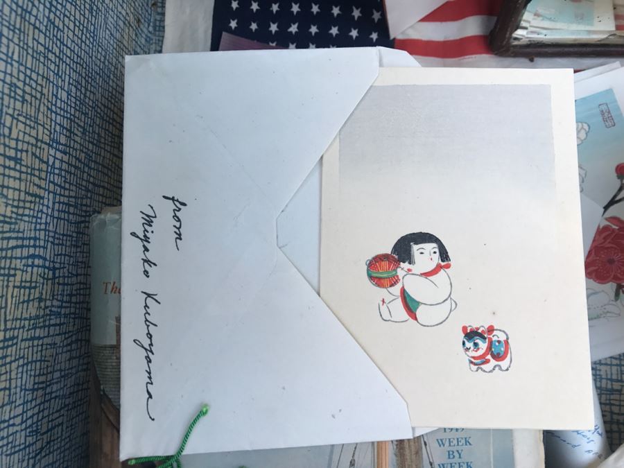 JUST ADDED - Vintage Military Trunk Filled With Various Items Including Personalized Cards From Overseas - See All Photos [Photo 3]