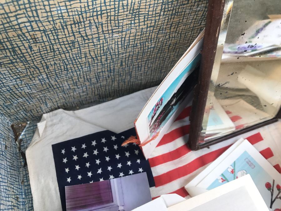 JUST ADDED - Vintage Military Trunk Filled With Various Items Including Personalized Cards From Overseas - See All Photos [Photo 5]