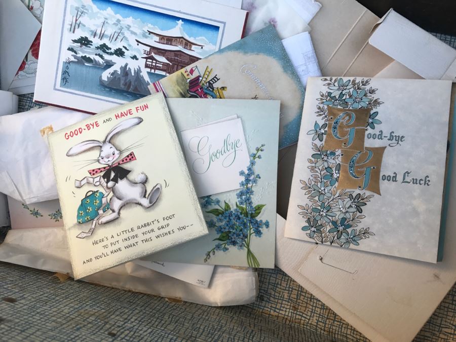 JUST ADDED - Vintage Military Trunk Filled With Various Items Including Personalized Cards From Overseas - See All Photos [Photo 12]