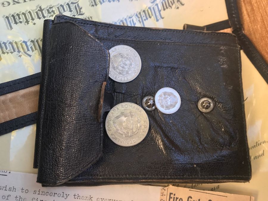 JUST ADDED - Vintage Green Trunk Filled With Various Items Including Log Book Of Every Letter Written By Father To Daughter Serving As Army Nurse In WWII, Coins, Wallet, Diplomas, Vintage 1940s Newsweek And TIME Magazines And More - See All Photos [Photo 7]