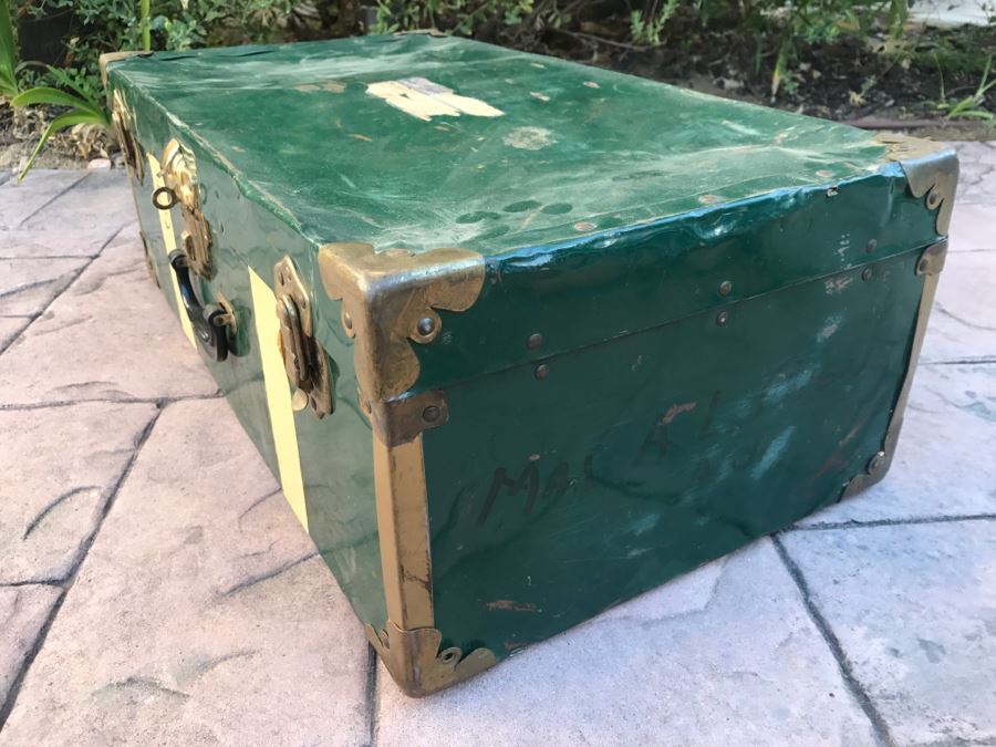 JUST ADDED - Vintage Green Trunk Filled With Various Items Including Log Book Of Every Letter Written By Father To Daughter Serving As Army Nurse In WWII, Coins, Wallet, Diplomas, Vintage 1940s Newsweek And TIME Magazines And More - See All Photos [Photo 41]