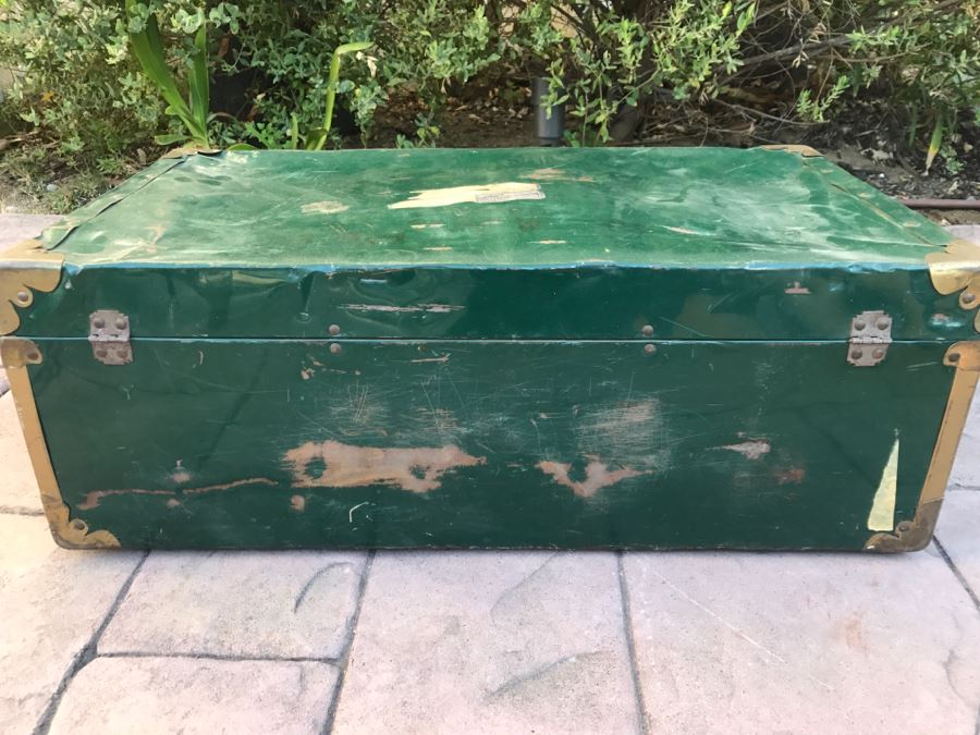 JUST ADDED - Vintage Green Trunk Filled With Various Items Including Log Book Of Every Letter Written By Father To Daughter Serving As Army Nurse In WWII, Coins, Wallet, Diplomas, Vintage 1940s Newsweek And TIME Magazines And More - See All Photos [Photo 43]