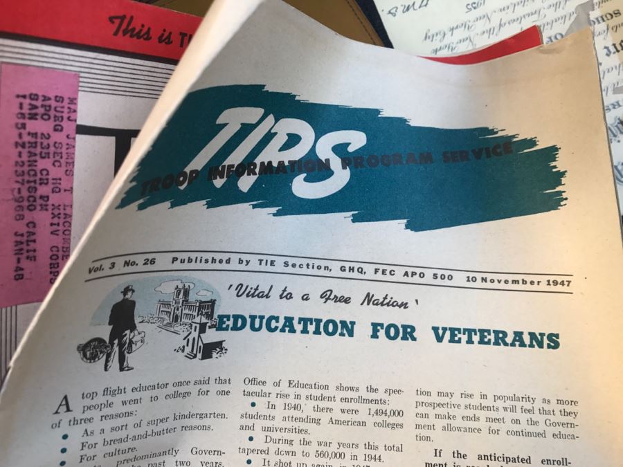 JUST ADDED - Vintage Green Trunk Filled With Various Items Including Log Book Of Every Letter Written By Father To Daughter Serving As Army Nurse In WWII, Coins, Wallet, Diplomas, Vintage 1940s Newsweek And TIME Magazines And More - See All Photos [Photo 18]