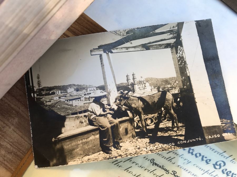 JUST ADDED - Vintage Green Trunk Filled With Various Items Including Log Book Of Every Letter Written By Father To Daughter Serving As Army Nurse In WWII, Coins, Wallet, Diplomas, Vintage 1940s Newsweek And TIME Magazines And More - See All Photos [Photo 11]