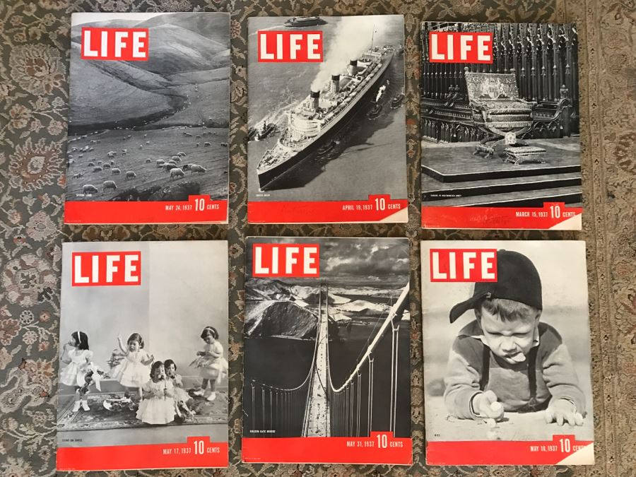 JUST ADDED -  Set Of 6 Vintage 1930's LIFE Magazines In Great Condition [Photo 1]