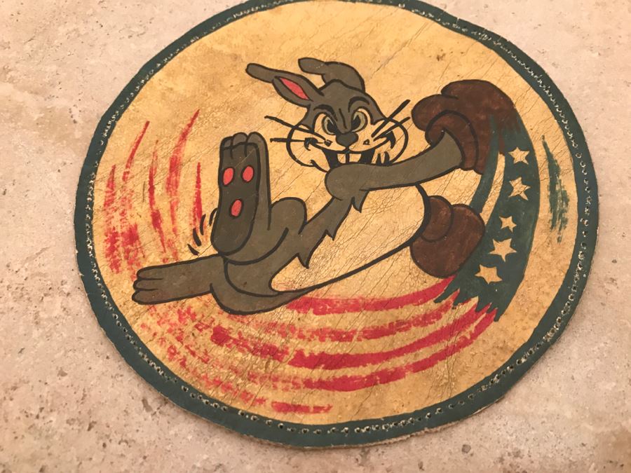 JUST ADDED - Vintage WWII Handmade Patch With Rabbit And US Flag [Photo 6]