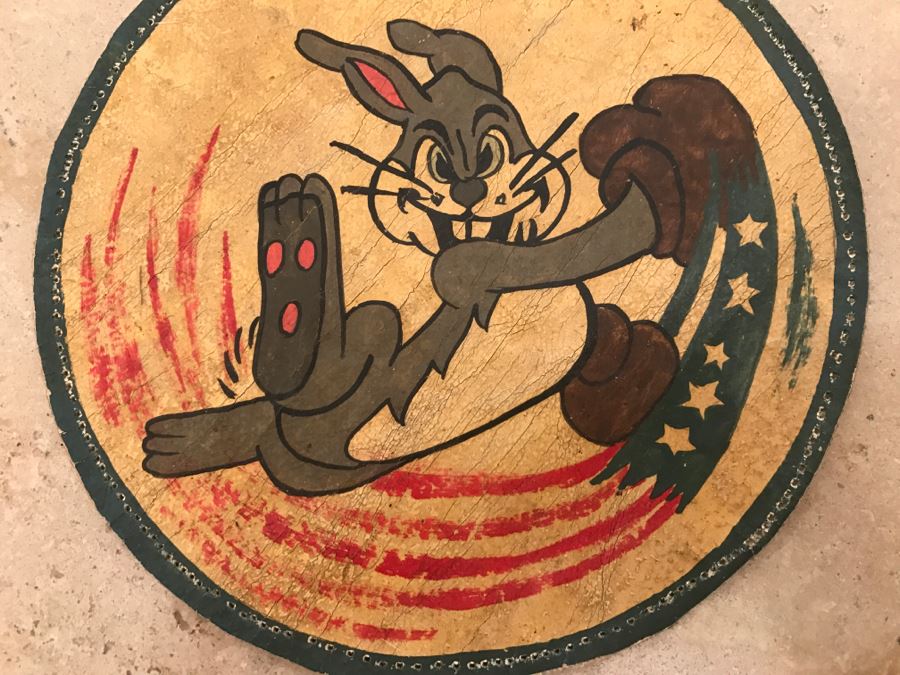 JUST ADDED - Vintage WWII Handmade Patch With Rabbit And US Flag [Photo 3]