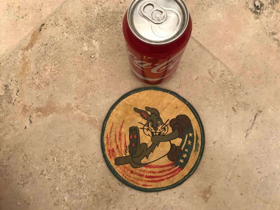 JUST ADDED - Vintage WWII Handmade Patch With Rabbit And US Flag [Photo 2]