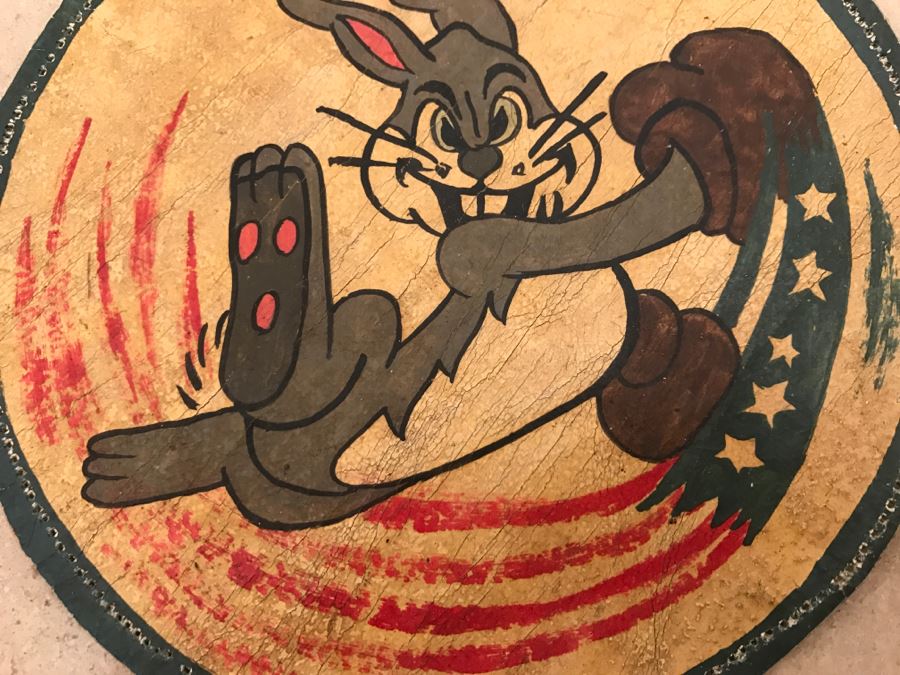 JUST ADDED - Vintage WWII Handmade Patch With Rabbit And US Flag [Photo 5]