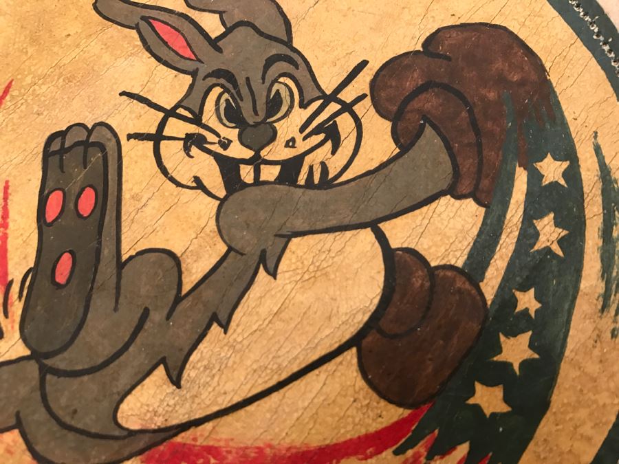 JUST ADDED - Vintage WWII Handmade Patch With Rabbit And US Flag [Photo 8]