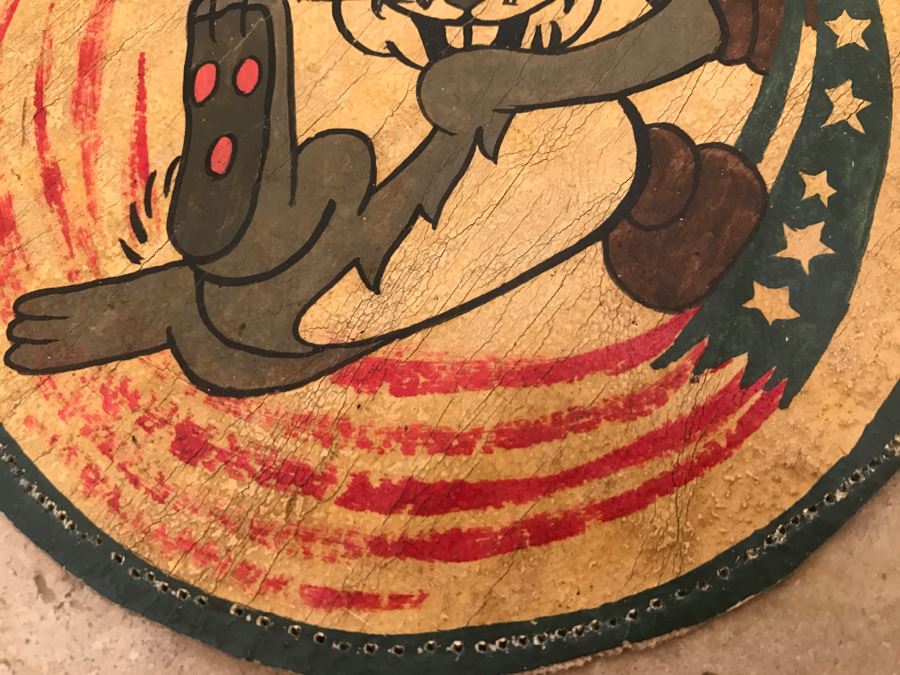 JUST ADDED - Vintage WWII Handmade Patch With Rabbit And US Flag [Photo 7]