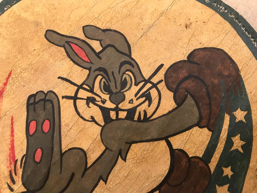 JUST ADDED - Vintage WWII Handmade Patch With Rabbit And US Flag [Photo 4]