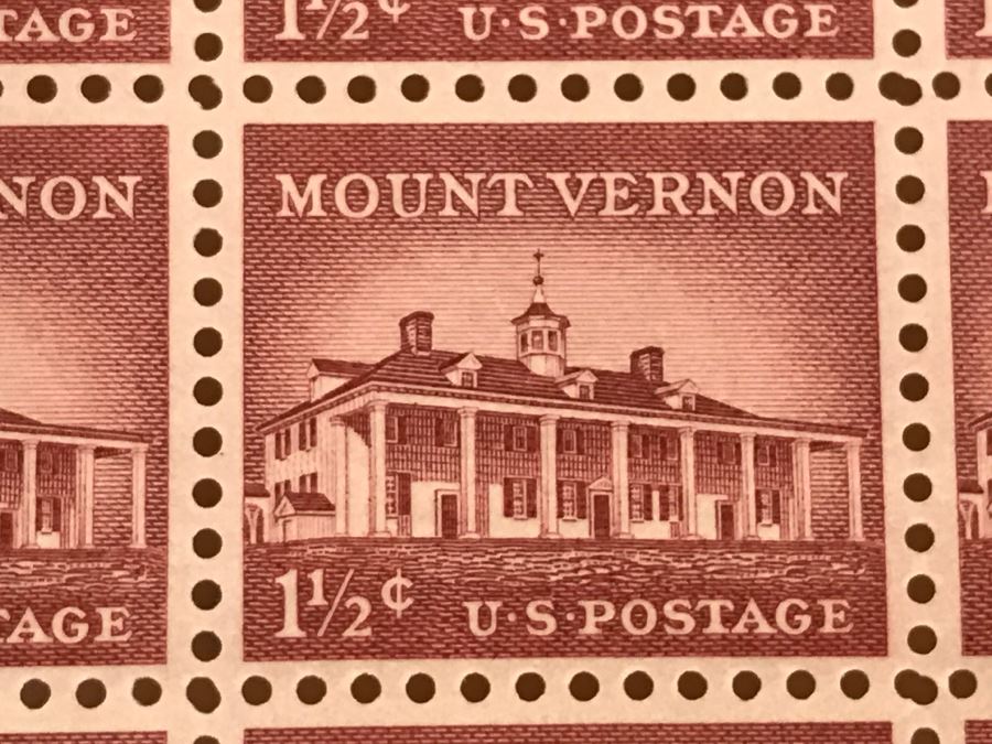 JUST ADDED - Various Stamps Including Sheet Of (50) Mint Vintage 1956 Mount Vernon 1 1/2 Cent Stamp [Photo 5]