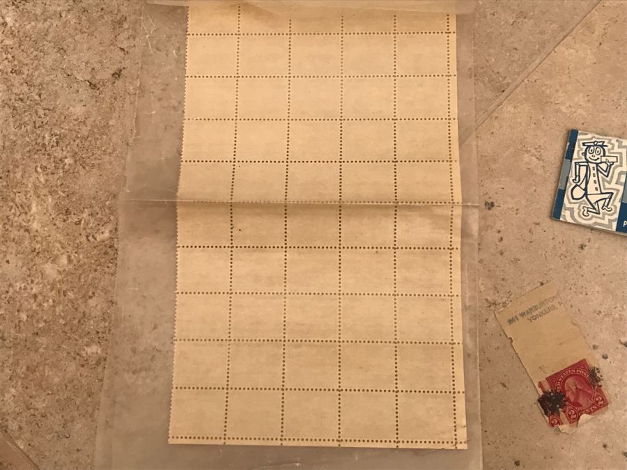 JUST ADDED - Various Stamps Including Sheet Of (50) Mint Vintage 1956 Mount Vernon 1 1/2 Cent Stamp [Photo 6]