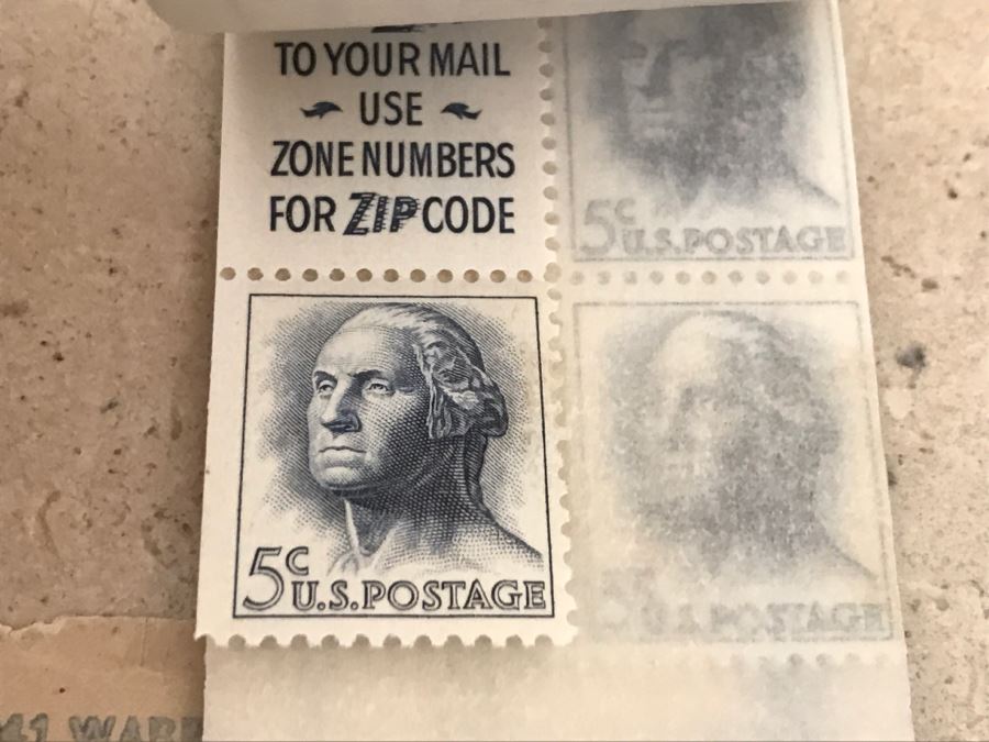 JUST ADDED - Various Stamps Including Sheet Of (50) Mint Vintage 1956 Mount Vernon 1 1/2 Cent Stamp [Photo 10]