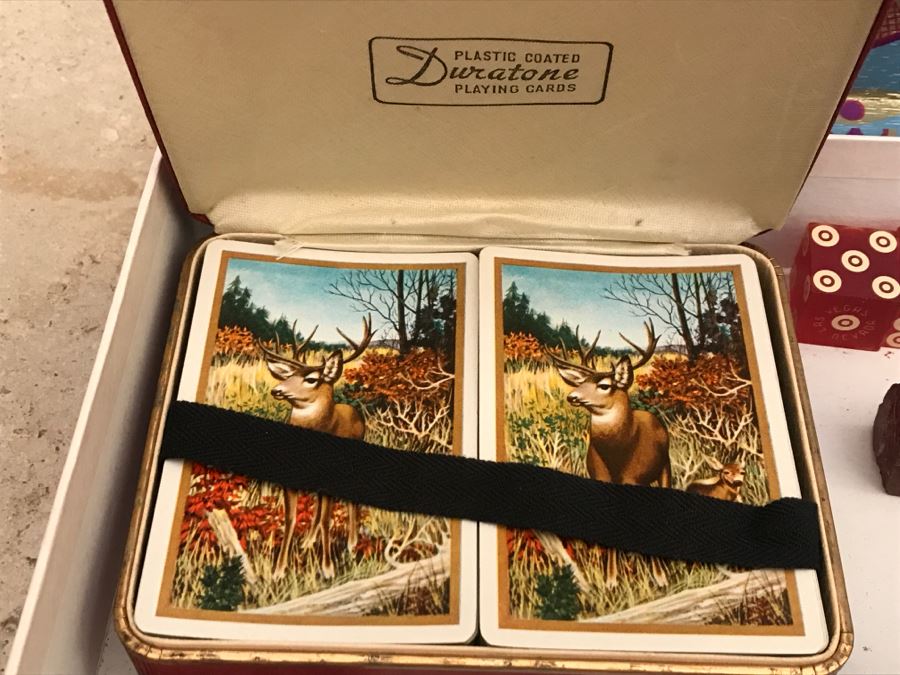 JUST ADDED - Vintage Box Filled With Various Games, Playing Cards, Pipe, Mini Spy Camera Film, Staedtler-Mars Slide Rule Germany No 54403 And More [Photo 23]