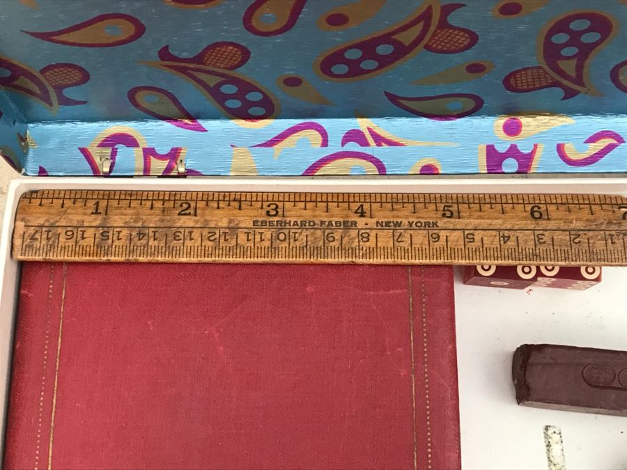 JUST ADDED - Vintage Box Filled With Various Games, Playing Cards, Pipe, Mini Spy Camera Film, Staedtler-Mars Slide Rule Germany No 54403 And More [Photo 22]