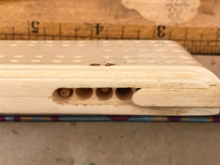 JUST ADDED - Vintage Box Filled With Various Games, Playing Cards, Pipe, Mini Spy Camera Film, Staedtler-Mars Slide Rule Germany No 54403 And More [Photo 10]