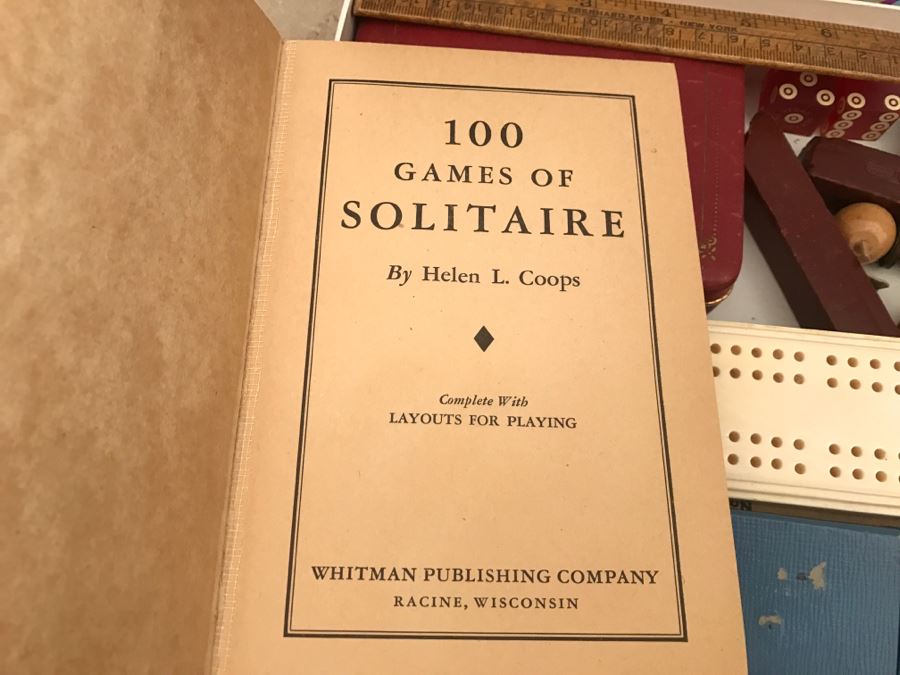 JUST ADDED - Vintage Box Filled With Various Games, Playing Cards, Pipe, Mini Spy Camera Film, Staedtler-Mars Slide Rule Germany No 54403 And More [Photo 5]