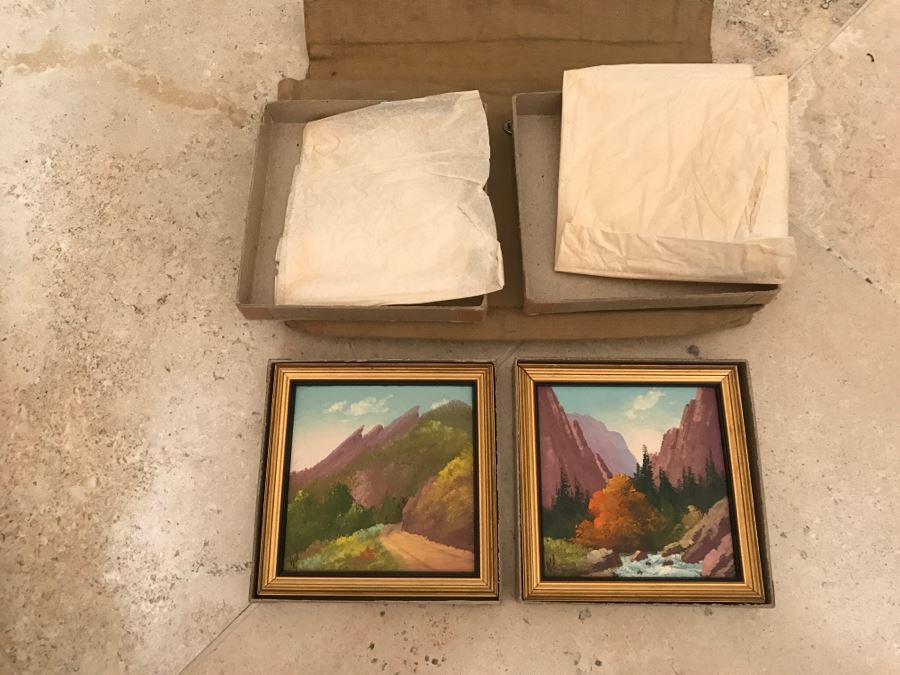 JUST ADDED - Pair Of Small Original Willard Page (1885-1958) Landscape Oil Paintings [Photo 2]