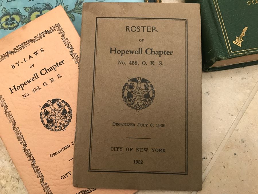JUST ADDED - Order Of Eastern Star Chapter Books From 1930s, Order Of Eastern Star Books From 1916-1956 And Framed Certificate [Photo 8]
