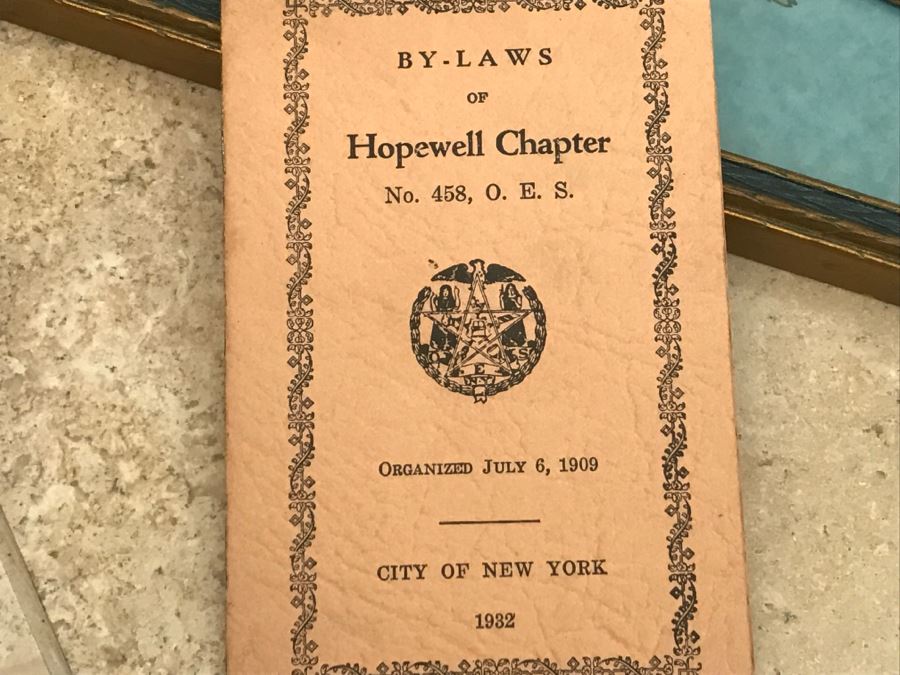 JUST ADDED - Order Of Eastern Star Chapter Books From 1930s, Order Of Eastern Star Books From 1916-1956 And Framed Certificate [Photo 10]