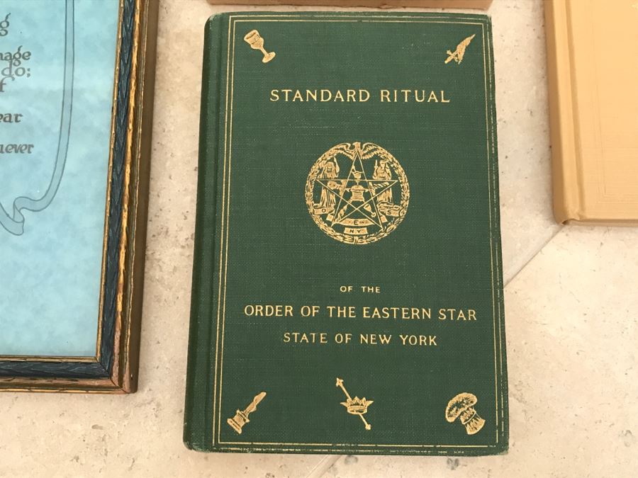 JUST ADDED - Order Of Eastern Star Chapter Books From 1930s, Order Of Eastern Star Books From 1916-1956 And Framed Certificate [Photo 7]