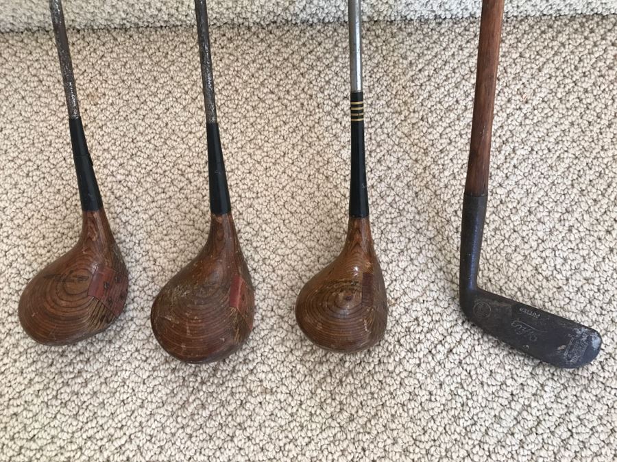 JUST ADDED - Various Vintage Wilson Golf Clubs Including Vintage Whiz Aim Rite Hickory Shaft Putter [Photo 1]