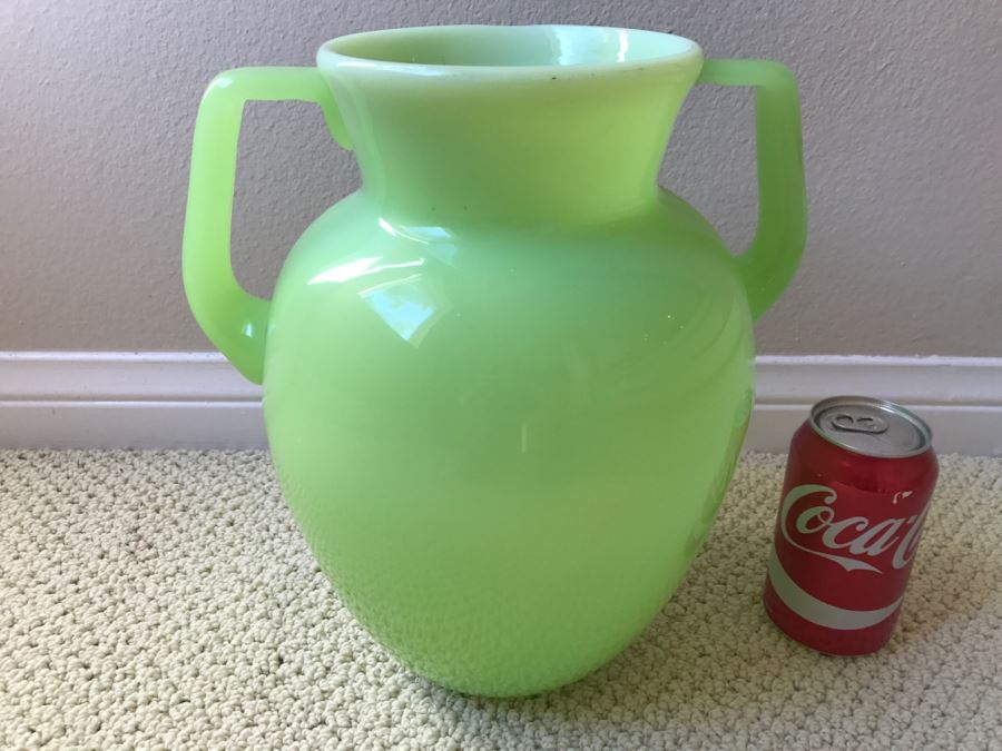 JUST ADDED - Vintage Large Green Jade Glass Vessel [Photo 2]
