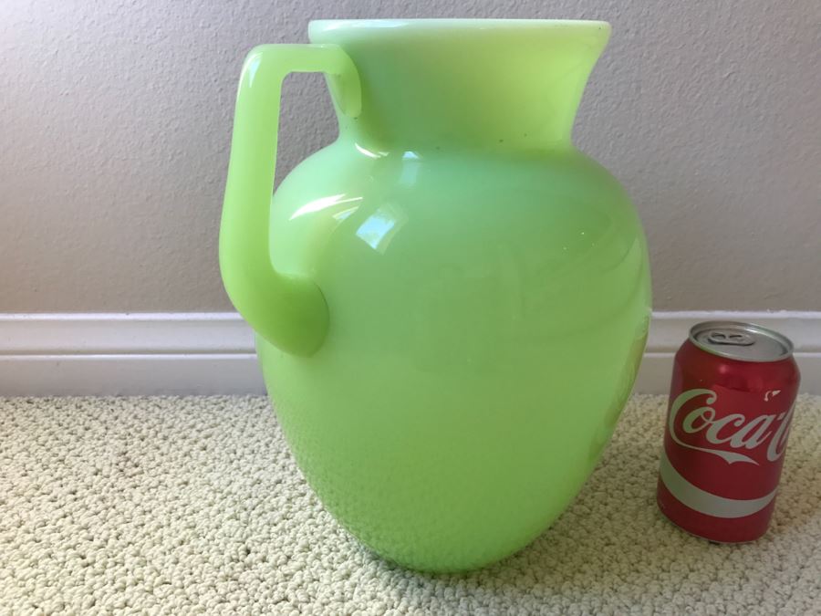 JUST ADDED - Vintage Large Green Jade Glass Vessel [Photo 3]