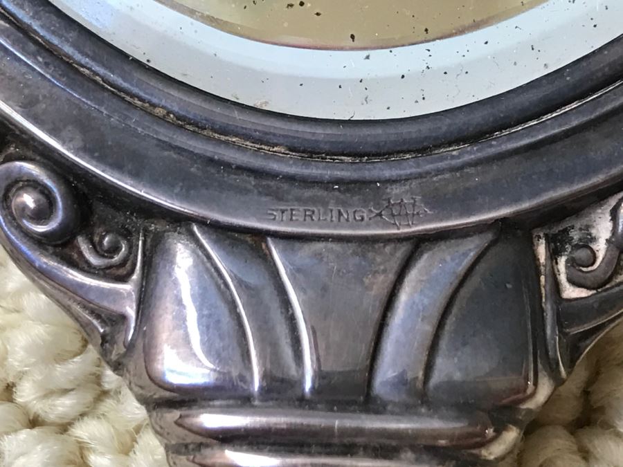 JUST ADDED - Vintage Sterling Silver Hand Vanity Beveled Glass Mirror [Photo 10]