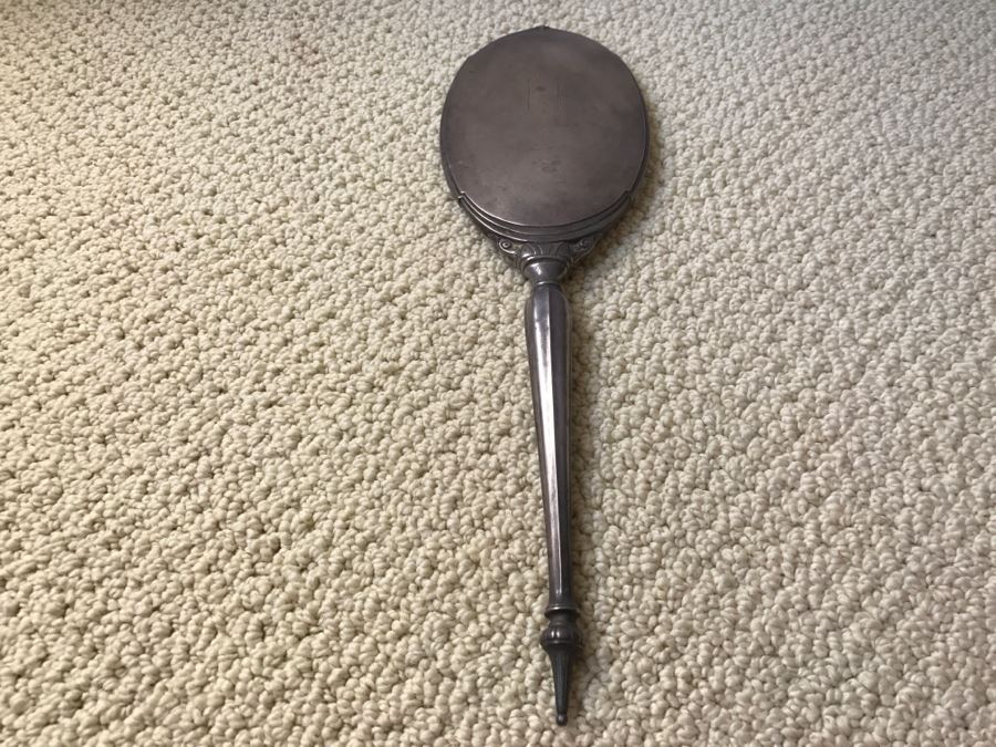 JUST ADDED - Vintage Sterling Silver Hand Vanity Beveled Glass Mirror [Photo 6]