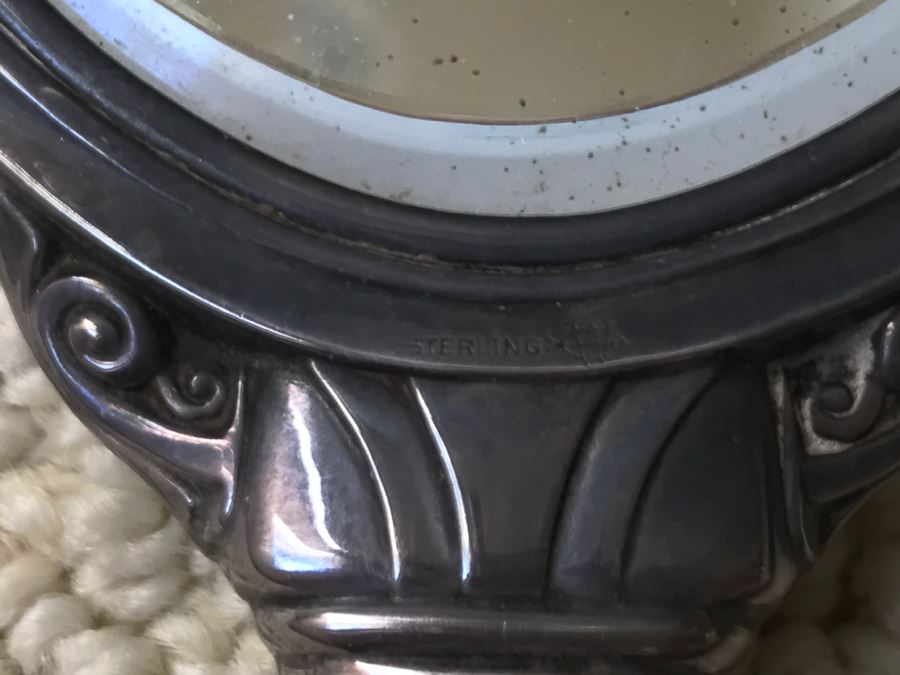 JUST ADDED - Vintage Sterling Silver Hand Vanity Beveled Glass Mirror [Photo 9]