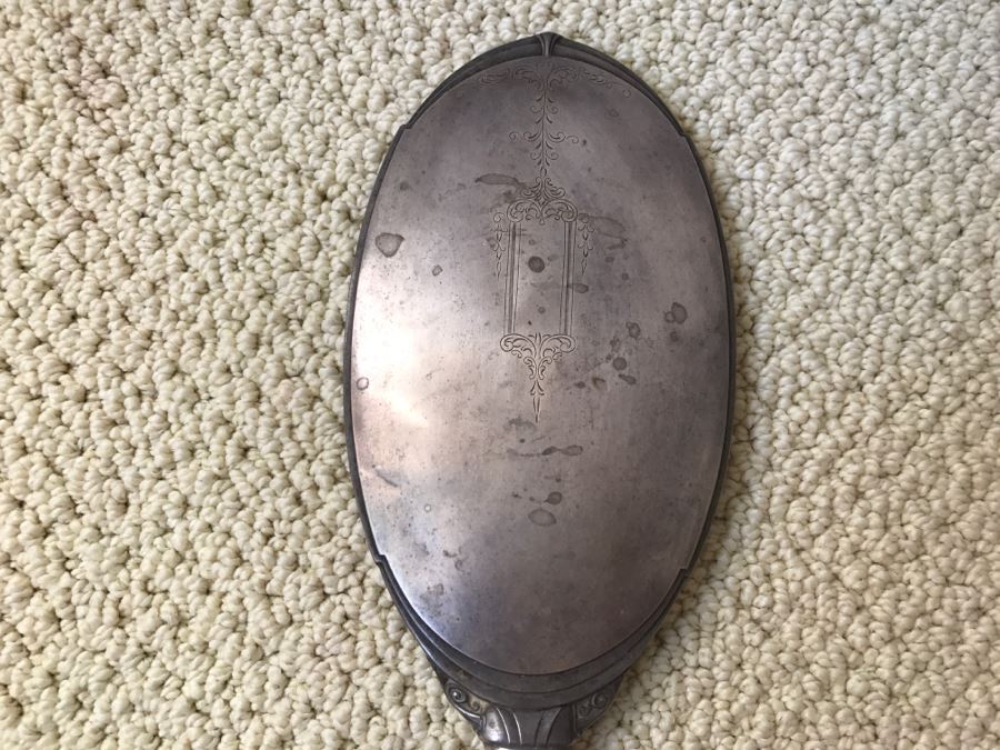 JUST ADDED - Vintage Sterling Silver Hand Vanity Beveled Glass Mirror [Photo 7]
