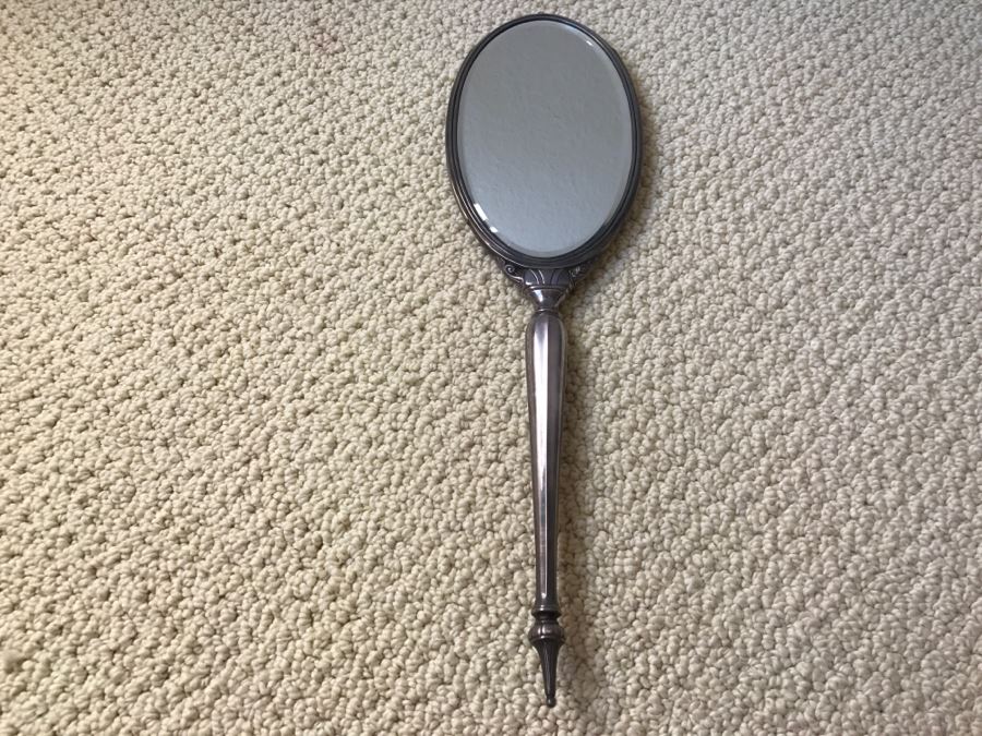 JUST ADDED - Vintage Sterling Silver Hand Vanity Beveled Glass Mirror [Photo 2]