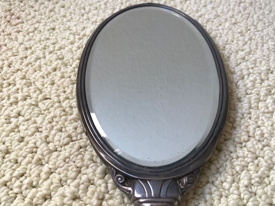 JUST ADDED - Vintage Sterling Silver Hand Vanity Beveled Glass Mirror [Photo 12]