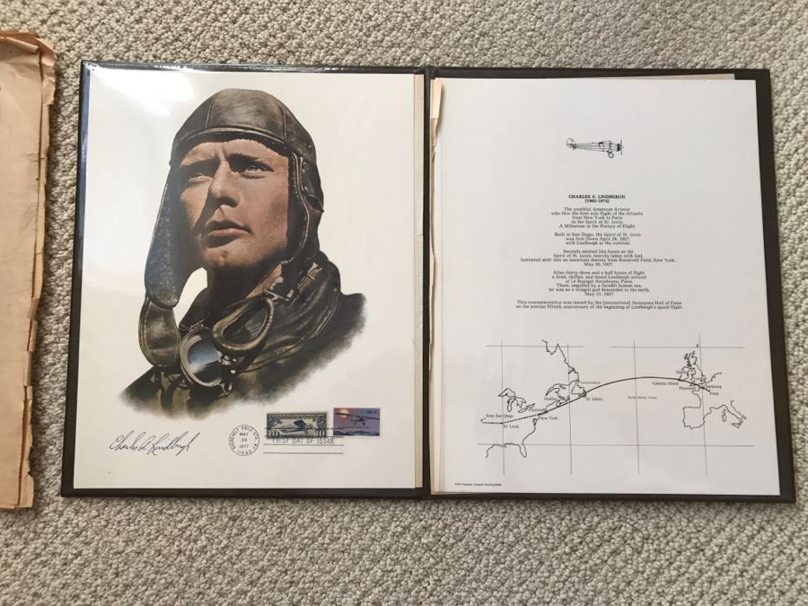 JUST ADDED - Charles Lindbergh First Day Issue Stamp Set With Newspaper [Photo 2]