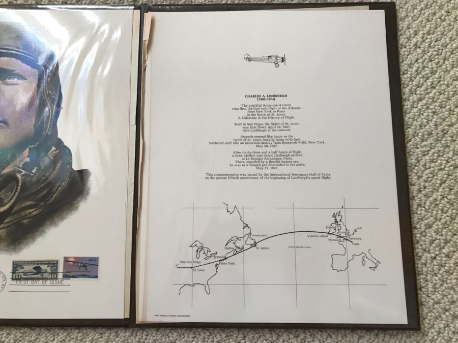 JUST ADDED - Charles Lindbergh First Day Issue Stamp Set With Newspaper [Photo 6]