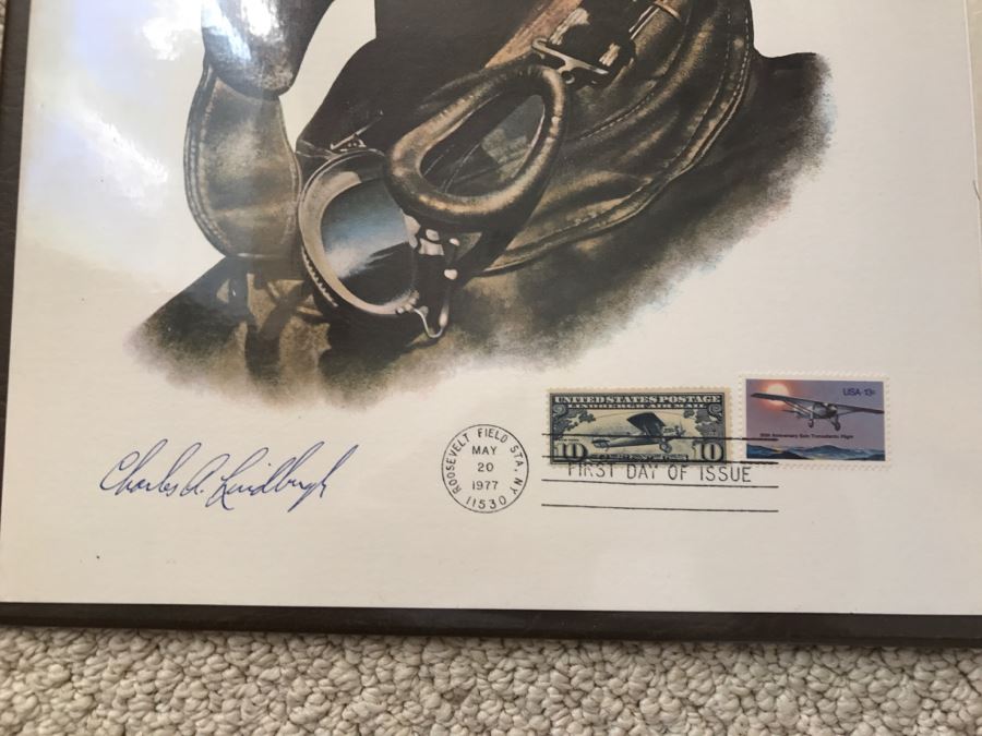 JUST ADDED - Charles Lindbergh First Day Issue Stamp Set With Newspaper [Photo 4]